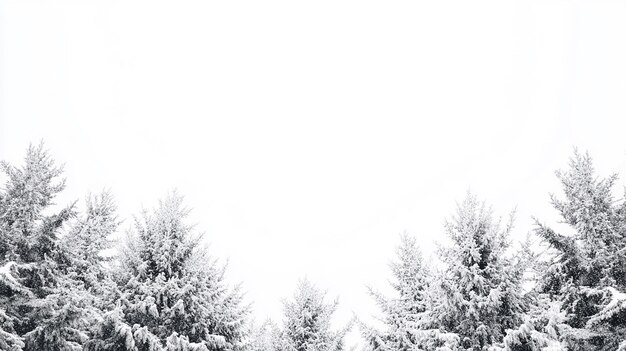 Photo snowy pine trees against white background