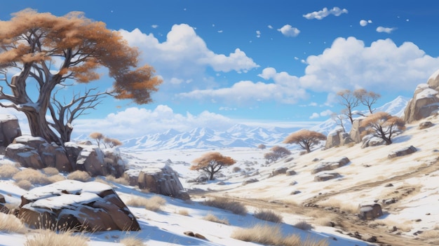 Snowy Rocky Landscape With Trees Rtx On Inspired