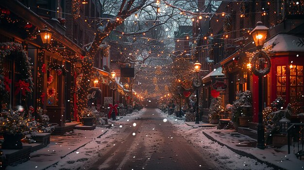 a snowy street with a sign that says  snow