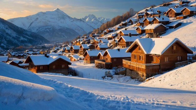 Snowy Village at Dawn