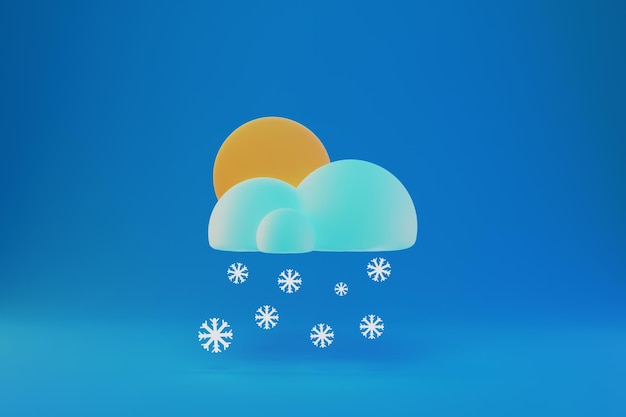 Snowy weather icon in 3d illustration render cartoon style