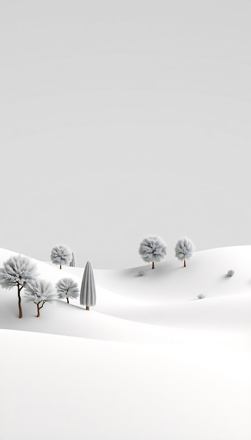 Photo a snowy winter landscape with a few snowcovered trees