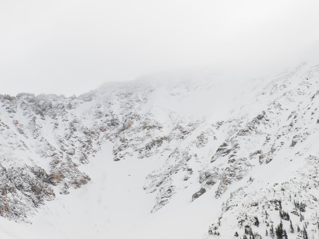 Snowy winter scene high in the mountain. Colorado Rocky Mountains USA.