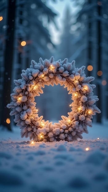 Snowy Wreath Christmas Background