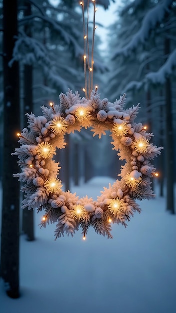 Snowy Wreath Christmas Background