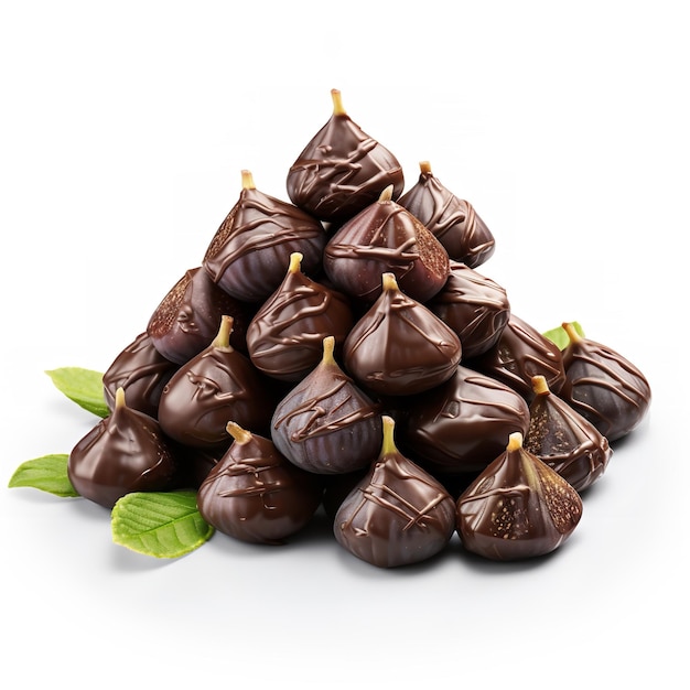 so yummy Chocolate covered figs isolated on white background