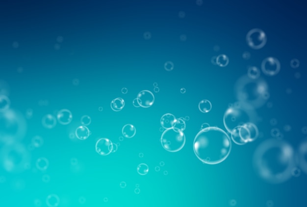 Soap bubbles on blue background