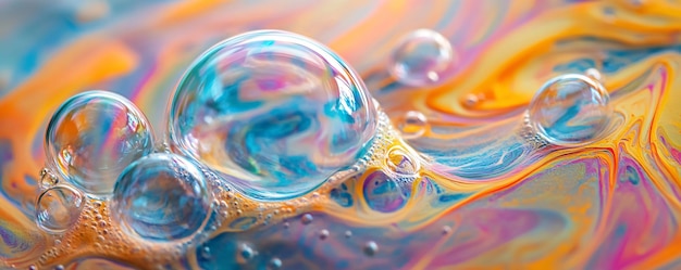 Soap bubbles creating abstract colorful background