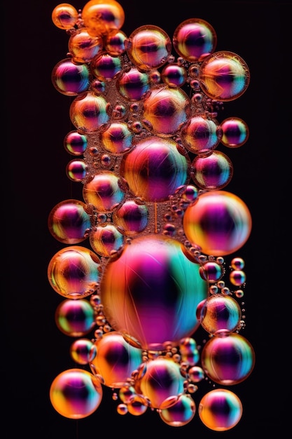 Soap bubbles creating iridescent patterns created with generative ai