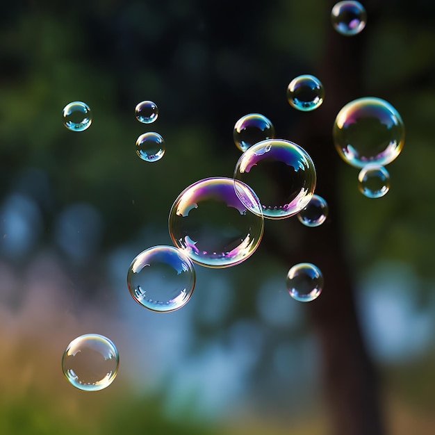 Photo soap bubbles fly