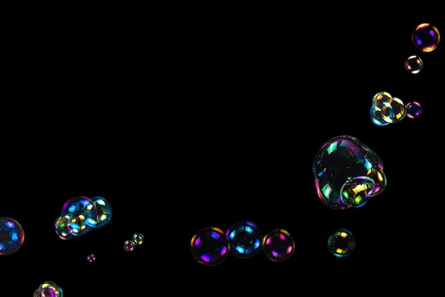 Soap bubbles isolated on a black background