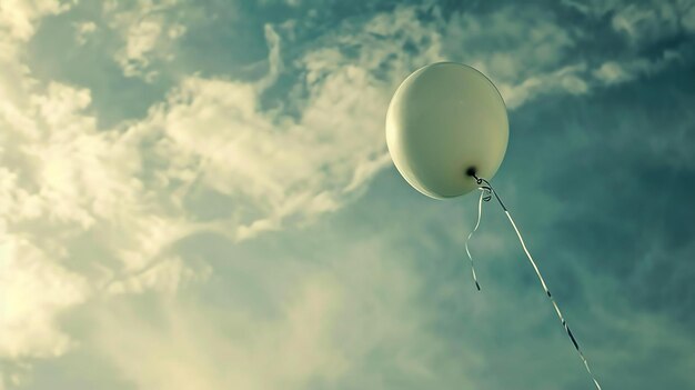 Photo soar through the sky with this beautiful white balloon let your dreams carry you away as you watch it float higher and higher