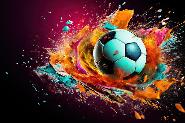 soccer ball on a background of multicolored abstraction An image in the style of abstract impressionism Generative ai