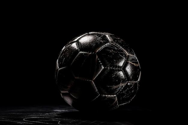 Soccer ball on black background Generative AI