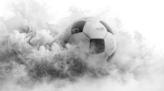 Photo soccer ball on black and white background with smoke effect sports background concept