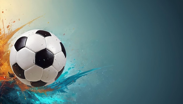 Soccer ball on a blue background blue yellow splashes of paint Dynamic illustration Euro 2024