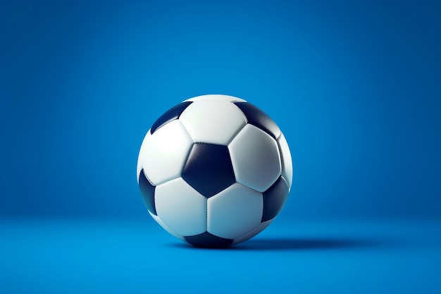 A soccer ball on a blue background Generative Ai