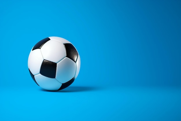 A soccer ball on a blue background Generative Ai