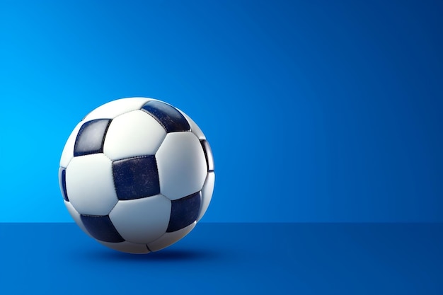 A soccer ball on a blue background Generative Ai