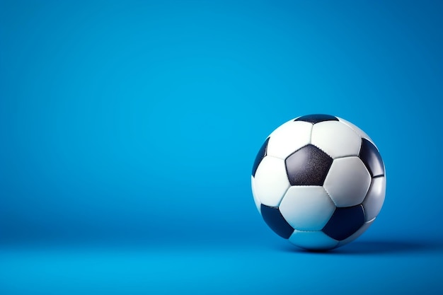 A soccer ball on a blue background Generative Ai