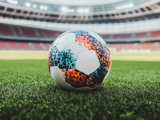 Photo soccer ball in a european stadium