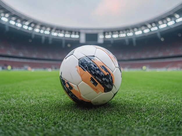 Photo soccer ball in a european stadium