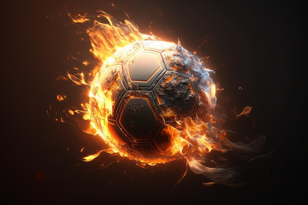 Soccer ball on fire Generative ai