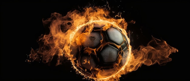 Soccer ball on fire Generative AI