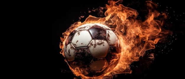 Soccer ball on fire Generative AI