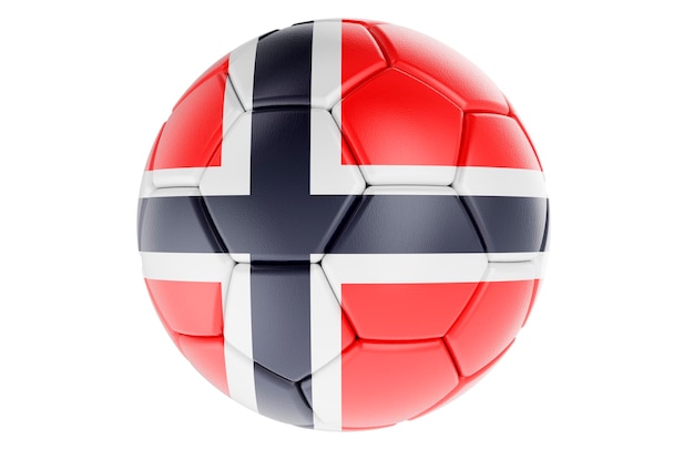 Soccer ball or football ball with Norwegian flag 3D rendering