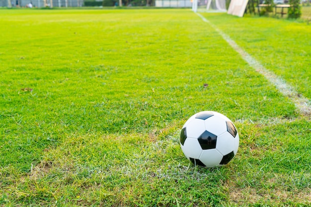 Soccer ball on the football field