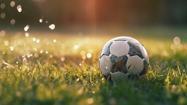 A soccer ball on the grass