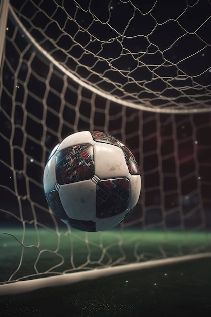 Soccer ball hits net for a goal AI Generated