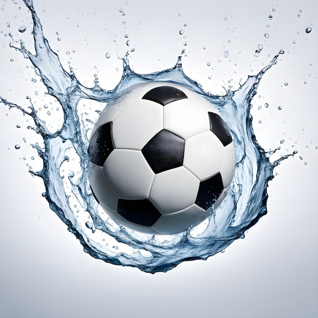 a soccer ball is floating in the water with the splash of water