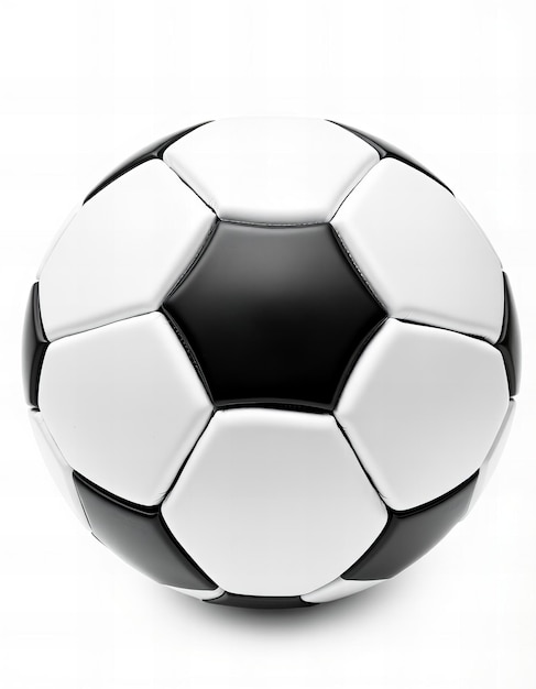 a soccer ball is shown with a white and black background