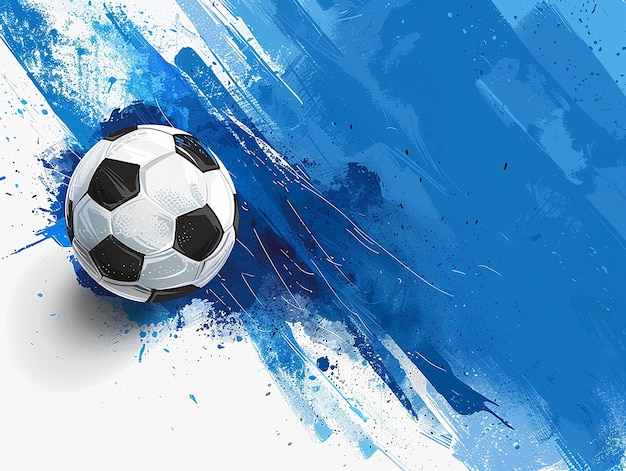 Soccer Ball Kicked by Blue Splash