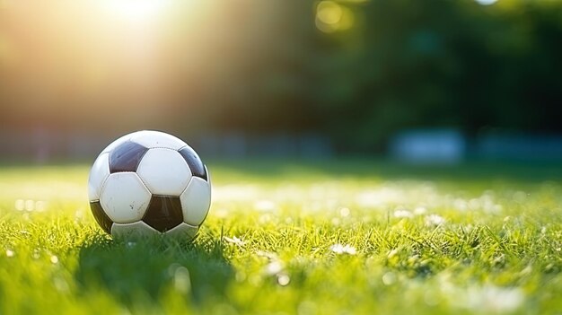 Soccer ball lying on field