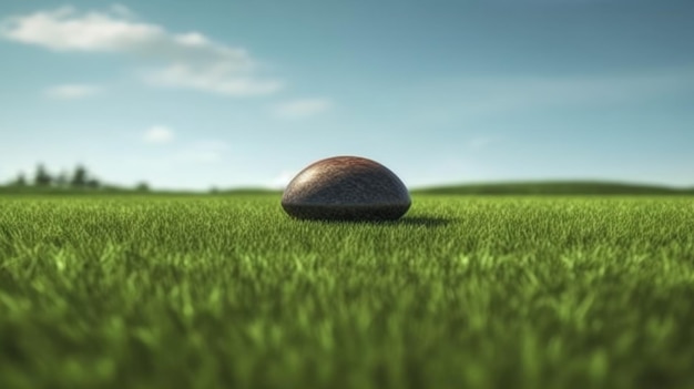 soccer ball resting on a patch of grass