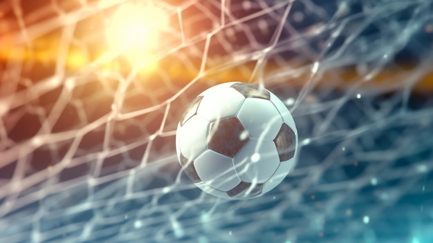 The soccer ball rockets into the opponent's goal decisive point Generative AI