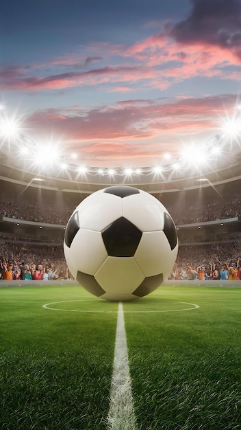 Soccer ball on soccer field background