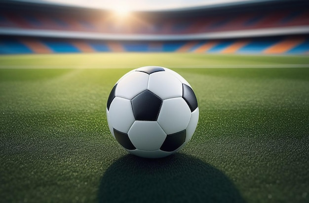 Soccer ball on a soccer field closeup