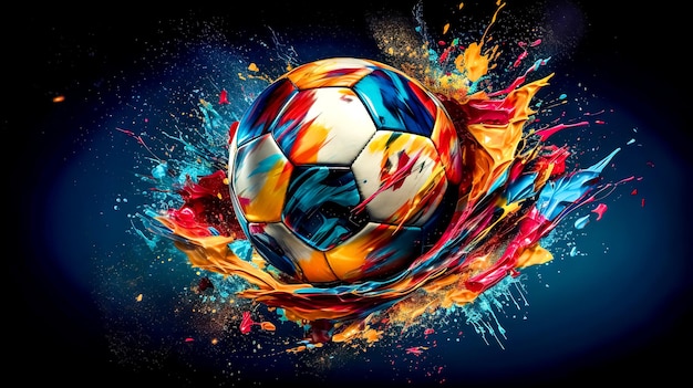 soccer ball in a splash of watercolors