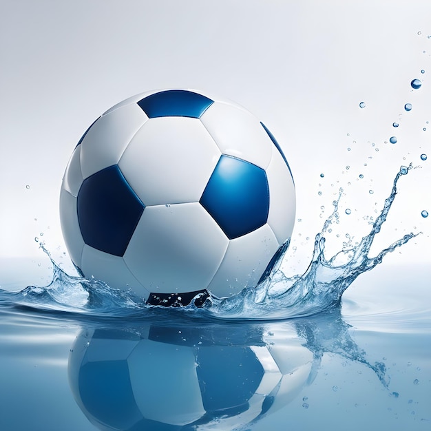 a soccer ball splashing into the water with the word soccer on it