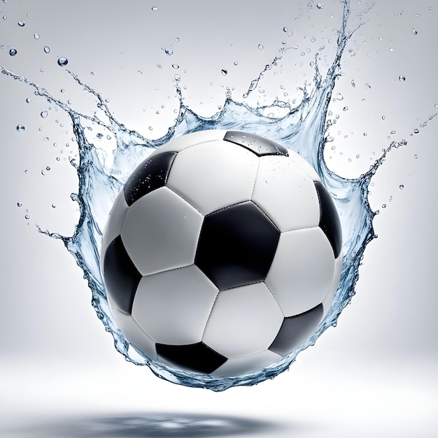 a soccer ball splashing into the water with the words soccer on the bottom