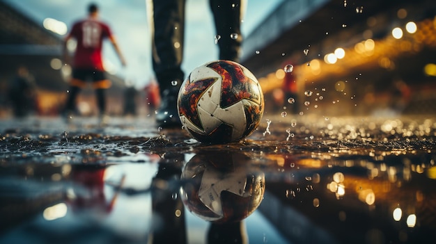 Soccer ball at the stadium Generative Ai