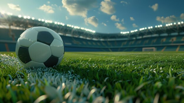 soccer ball on the stadium lawn