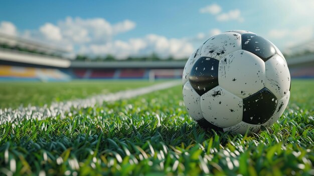 soccer ball on the stadium lawn