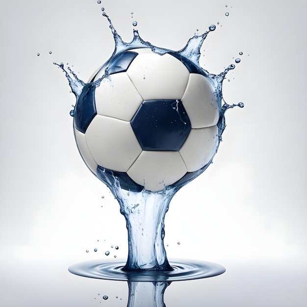 a soccer ball that has water splashing in it