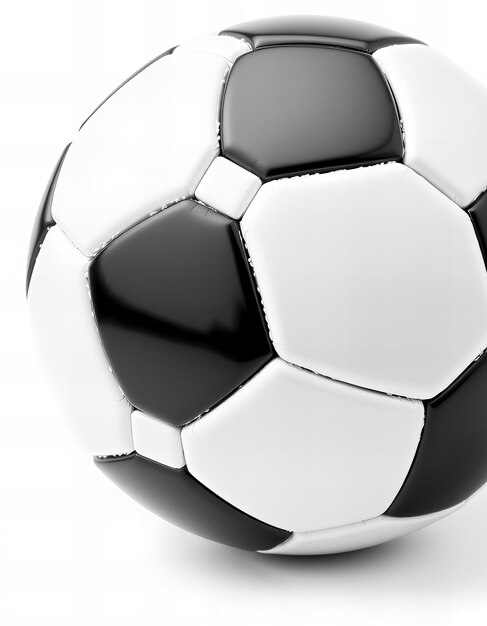 a soccer ball with a black and white pattern is shown on a white background