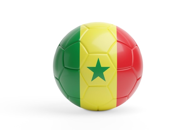 Photo soccer ball with the colors of the senegal flag 3d illustration